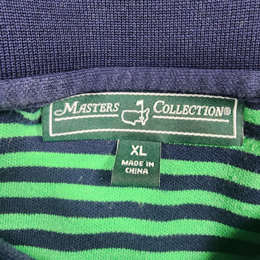 Masters Collection Polo Shirt Mens XL Green Navy Stripe Masters Golf Pima Cotton - Picture 3 of 11